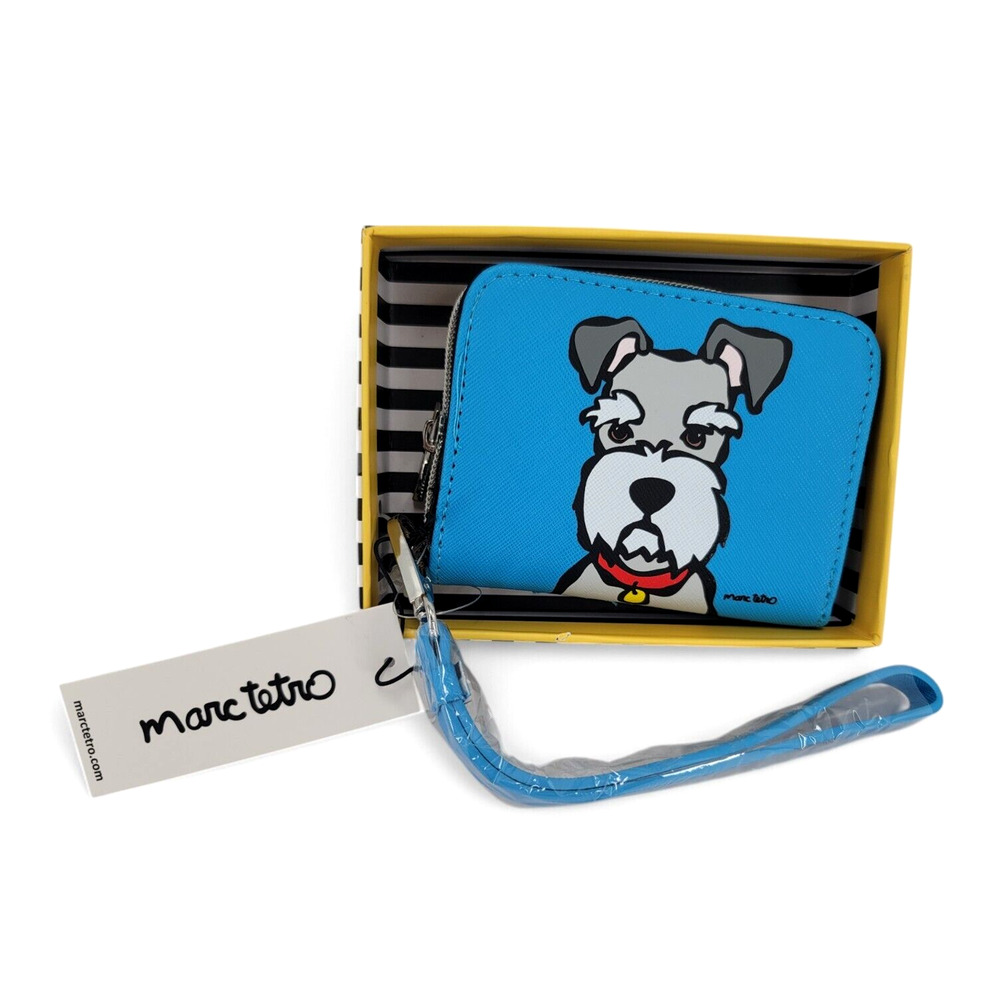 Marc Tetro Schnauzer Dog Wristlet Wallet Black Zippered Coin Purse‎ Card Wallet